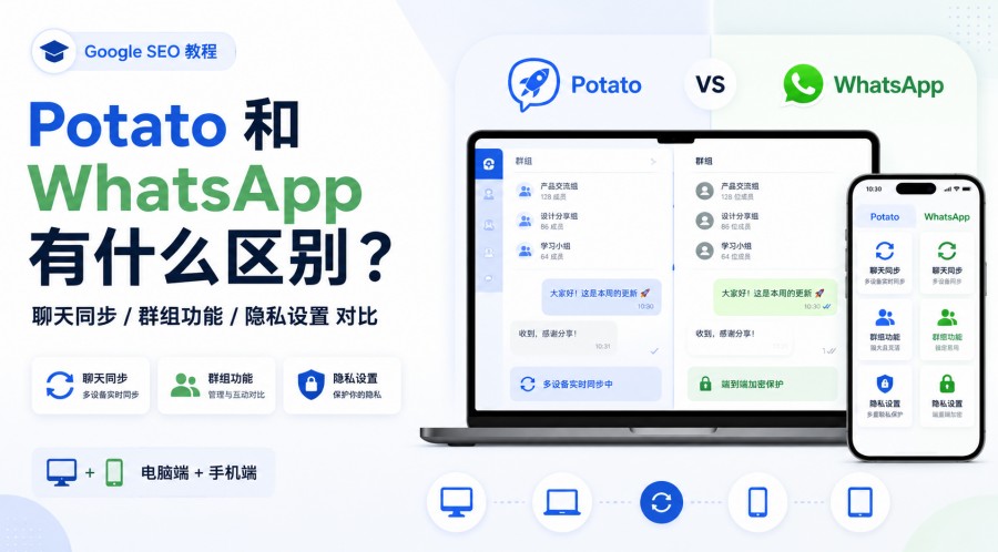 Potato 和 WhatsApp 有什么区别?聊天同步、群组与隐私设置对比